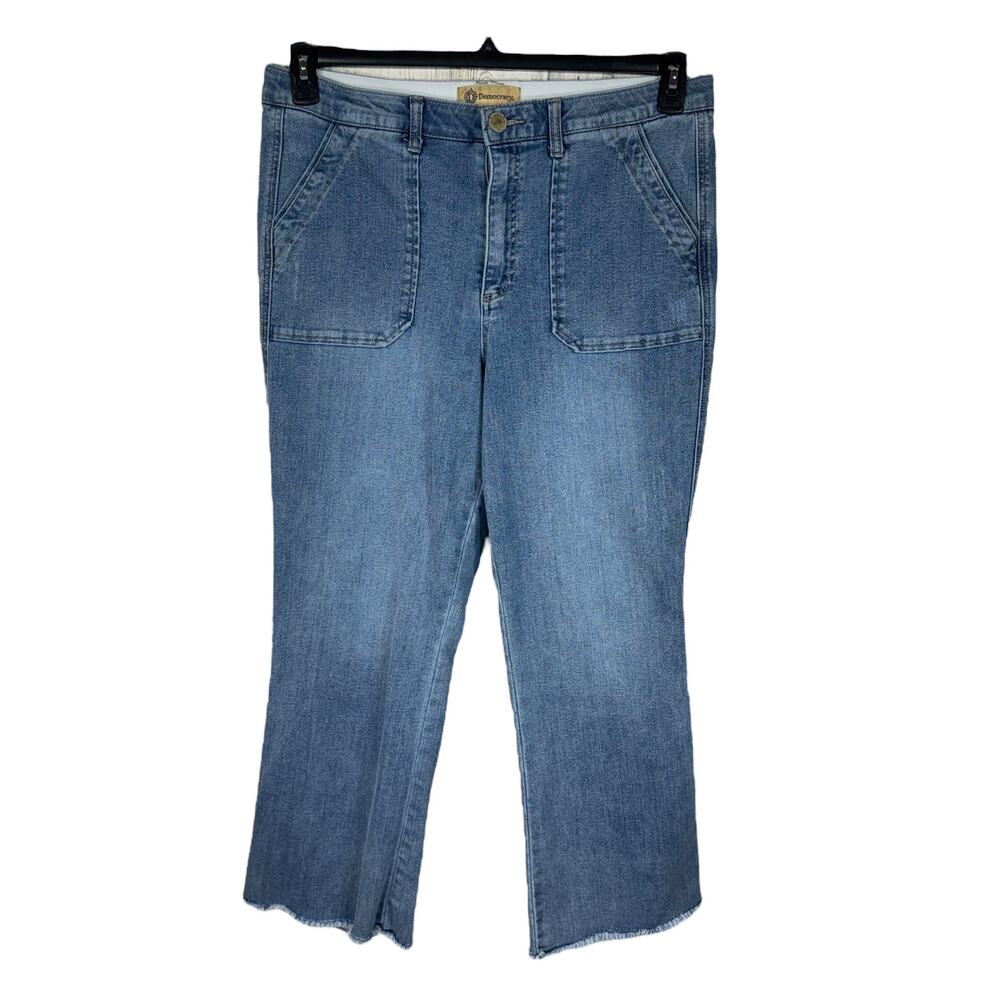 Democracy SZ 16 "Ab"technology Wide Leg Jeans Stretch Frayed Hem Hi-Rise Pockets